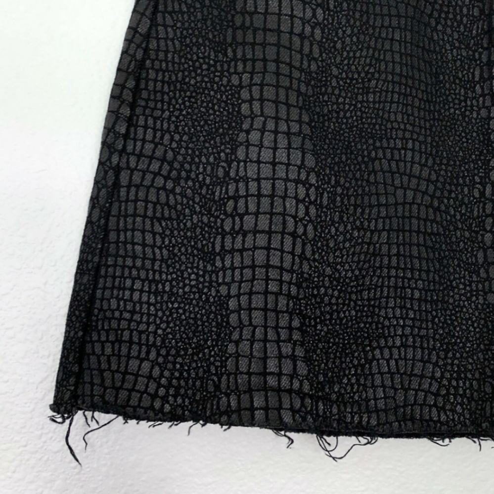 Python Raw Hem Coated Denim A-Line Mini Skirt - image 6